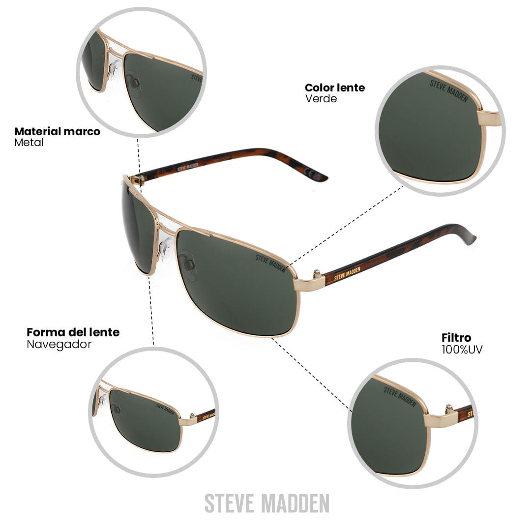 Lentes Outlook Steve Madden x17114 Dorado Hombre Real Plaza