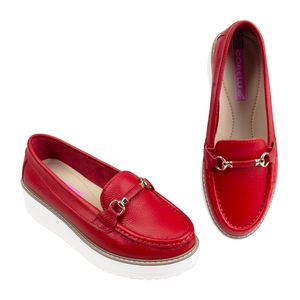 Zapato Mocasin Plataforma Mujer Corelli Daniela Rojo
