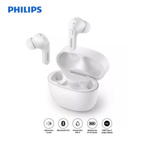 Audifono C/Microf. Philips True Wireless Tat2206 Bt 18h Ipx4 Usb-C Blanco
