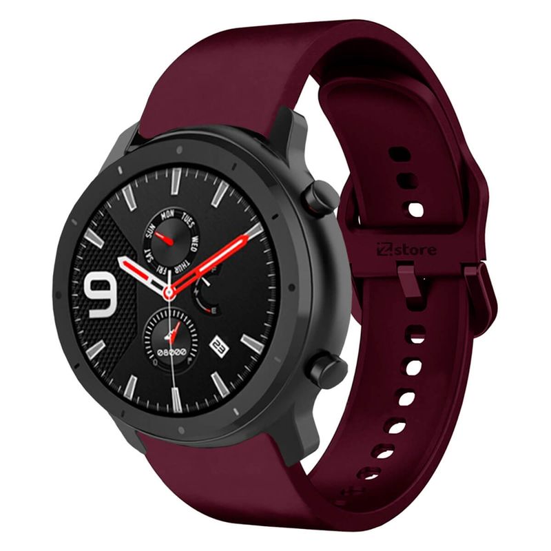 Correa Compatible Con Amazfit GTR 42mm Vino Rojo Evilla 20mm Real Plaza