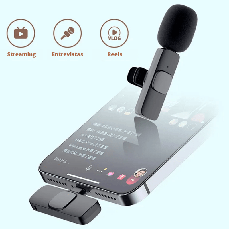Micrófono Inalámbrico Solapero DUAL Tipo C y Adaptador para iPhone - Promart