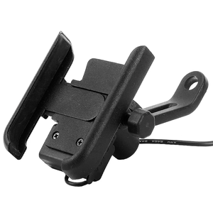 Holder Soporte De Metal Aluminio Para Moto Bicicleta Con Conector Negro USB MY7195