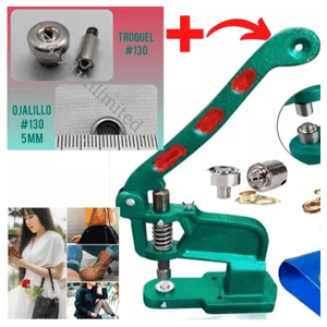 Maquina Remachadora Kit Completo para Broches de 15mm Y Ojales Metálicos Más Remaches de 9mm