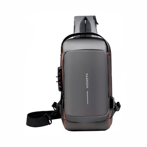 Mochila Antirrobo - Pechera Morral con Clave Impermeable Con puerto USB Gris Marron