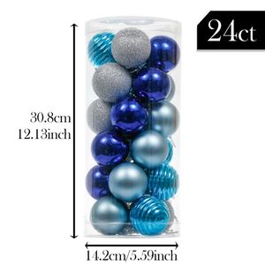 Bolas de Navidad Azul con Plateado 4cm x 24 Und