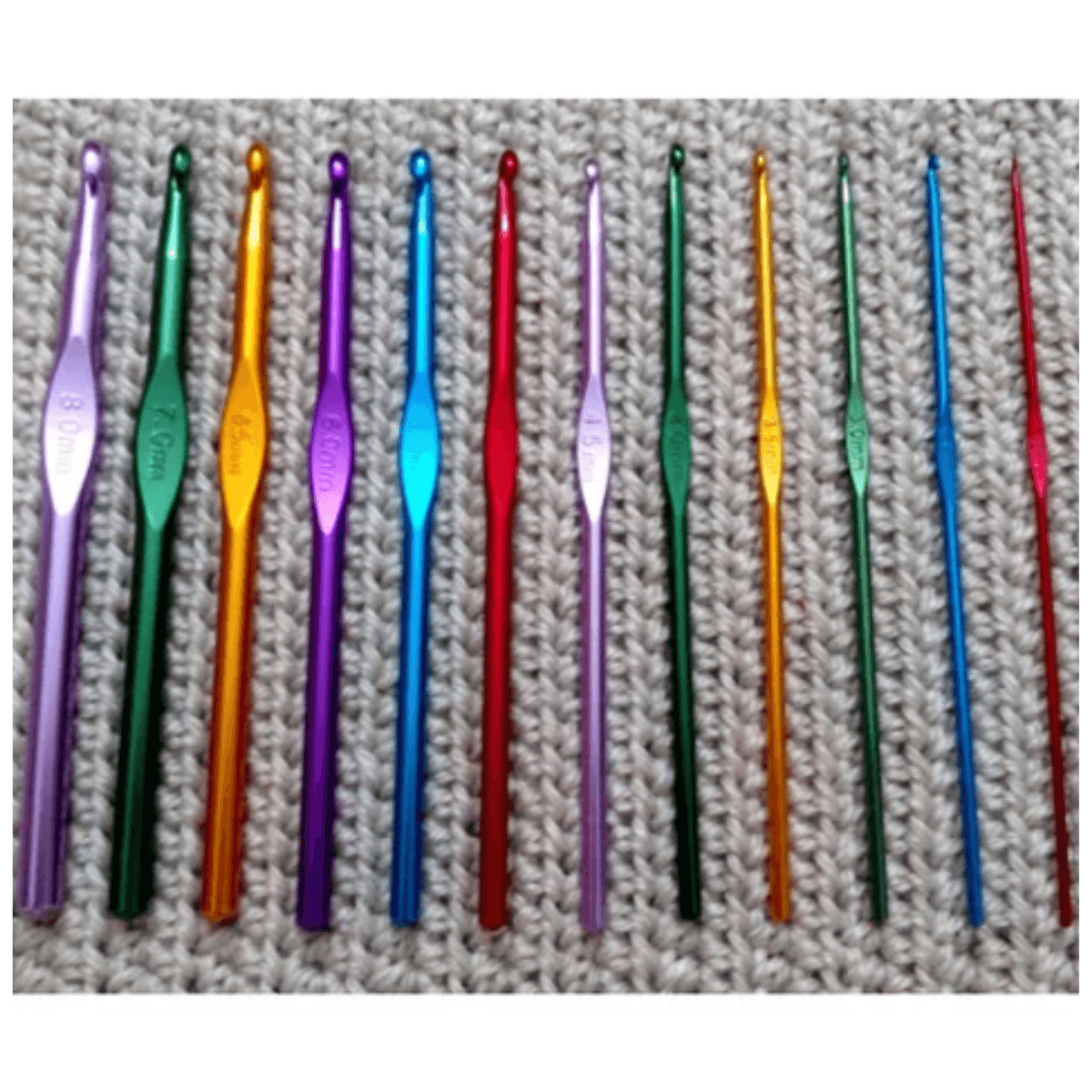Agujas De Crochet Aluminio Nº 5,5 Al 7 Por 12 Unidades