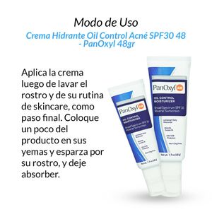 Crema Hidrante Oil Control Acne SPF30 48 Gr Panoxyl AM 3 Unidades