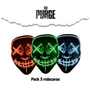 Mascara Pack x3 unidades La purga Led Halloween Fest