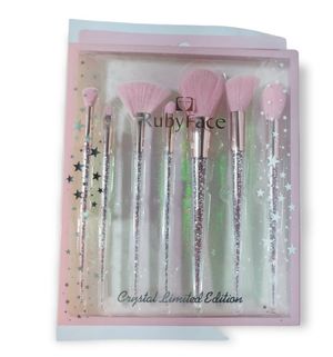 Set de 7 Brochas de Maquillaje Pink Glitter