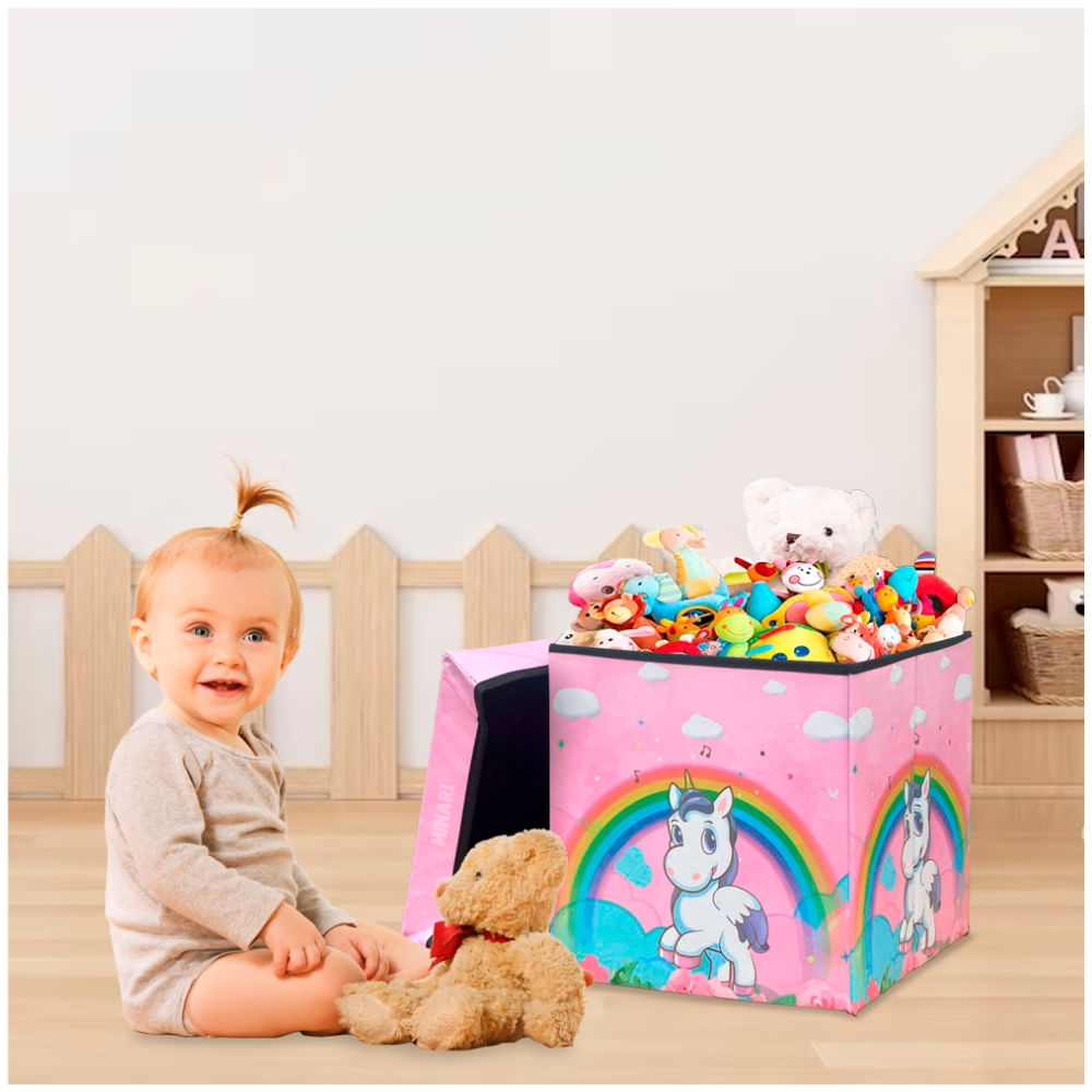  Caja de almacenamiento de juguetes multiusos para niños,  organizador de libros y juguetes duradero, para organizar juguetes, juguetes  de bebé, juguetes de perro, ropa de bebé, libros de niños (color: rosa