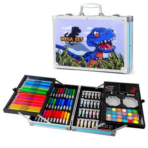 Set de Arte de Maletín de Aluminio 145 Pz Dinosaurio