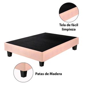 Box Tarima con Patas de Madera LeMueble 2 Plazas Beige