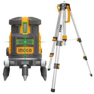 Combo Nivel Láser Autonivelante Ingco Línea Verde HLL305205 + Trípode de Aluminio 1200MM HLLT01152