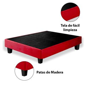 Box Tarima con Patas de Madera LeMueble 1.5 Plz Guinda