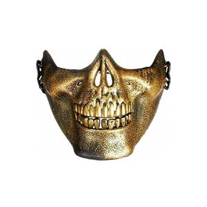 Mascara Halloween Calavera Media Cara - DORADO