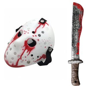 Mascara Halloween de Jason sangriento+ Cuchillo