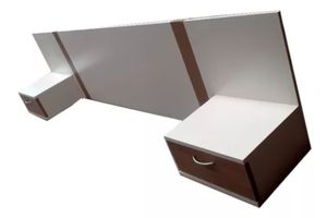 Cabecera de cama flotante + veladores flotantes Miluska color Blanco/Marrón TU MESITA