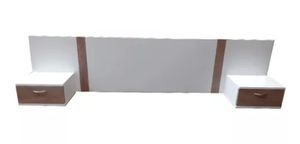 Cabecera de cama flotante + veladores flotantes Miluska color Blanco/Marrón TU MESITA
