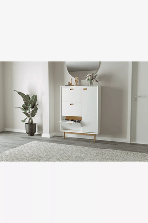 Zapatera moderna 3 cajones 1 puerta José color Blanco TU MESITA