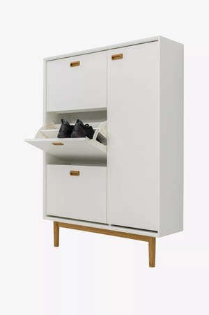 Zapatera moderna 3 cajones 1 puerta José color Blanco TU MESITA