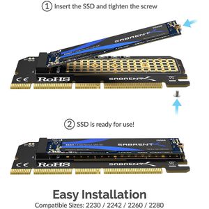 Adaptador de Tarjeta Sabrent Nvme M.2 Ssd a Pcie con Disipador de Calor de Aluminio