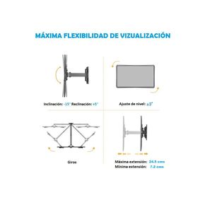 Rack TV Led Smart 32 a 50 Pulgadas Expo Rack F2M-40 Flex Soporte Móvil de 2 giros