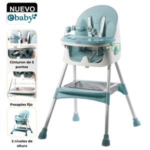 Silla de Comer Ebaby Lulu Plegable Doble Bandeja Verde