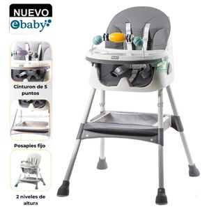Silla de Comer Ebaby Lulu Plegable Doble Bandeja Gris