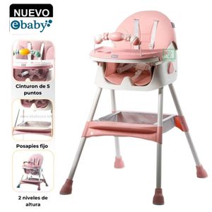 Silla de Comer Ebaby Lulu Plegable Doble Bandeja Rosado