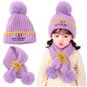 Set Gorro Afelpado con Pompón y Bufanda de Invierno para Niños LL GB58