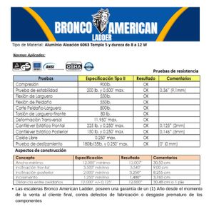 Escalera Aluminio Tijera Doble Ascenso de 7 Pasos Cap. Carga Max: 175 Kg Bronco American