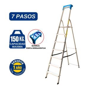 Escalera Banqueta de Aluminio de 7 Pasos Cap. Carga Max: 150 Kg Bronco American