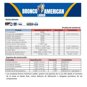 Escalera Banqueta de Aluminio de 7 Pasos Cap. Carga Max: 150 Kg Bronco American
