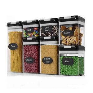 Set de 7 Frascos Herméticos Tapa Negra