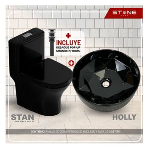 Combo de Inodoro Minimalista Stan Black / Lavamanos Minimalista Holly Stone