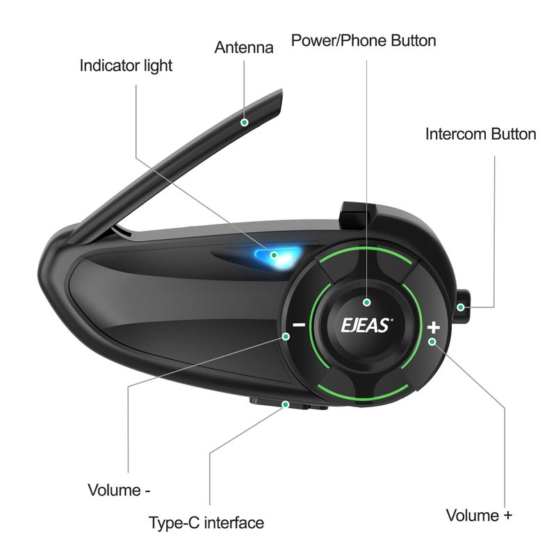 Intercomunicador Casco Moto Ejeas Q8 Duo (pack 2 Intercom)