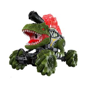 Carro A Control Remoto Land Dinosaur Verde Bota Humo