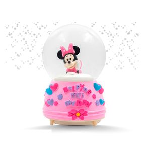 Esfera Navideña Musical con Luces De Colores Y Nieve Minnie Rosa