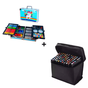 Combo Set de Arte Metálico + Plumones touch Doble punta x 80 piezas