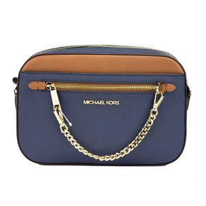 Crossbody de Cuero Michael Kors Jet Set Large - Navy