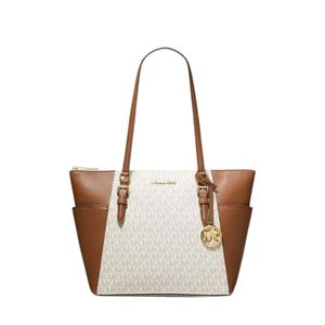 Cartera Tote de Cuero Michael Kors Charlotte - Beige