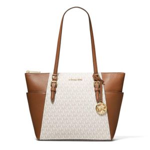 Cartera Tote de Cuero Michael Kors Charlotte - Beige