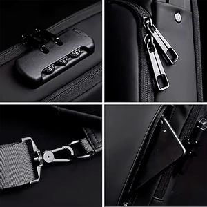 Mochila Antirrobo - Pechera Morral con Clave Impermeable Con puerto USB Negro