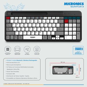 Teclado Multimedia Bluetooth Quantum 3 Mic K600- 3M Micronics