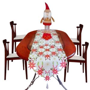 Camino de Mesa Encanto Navideño en Blanco Floreado 180x38 cm