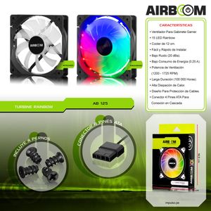 Ventilador Turbine Rainbow Airboom AB 125 Para Case Gamer