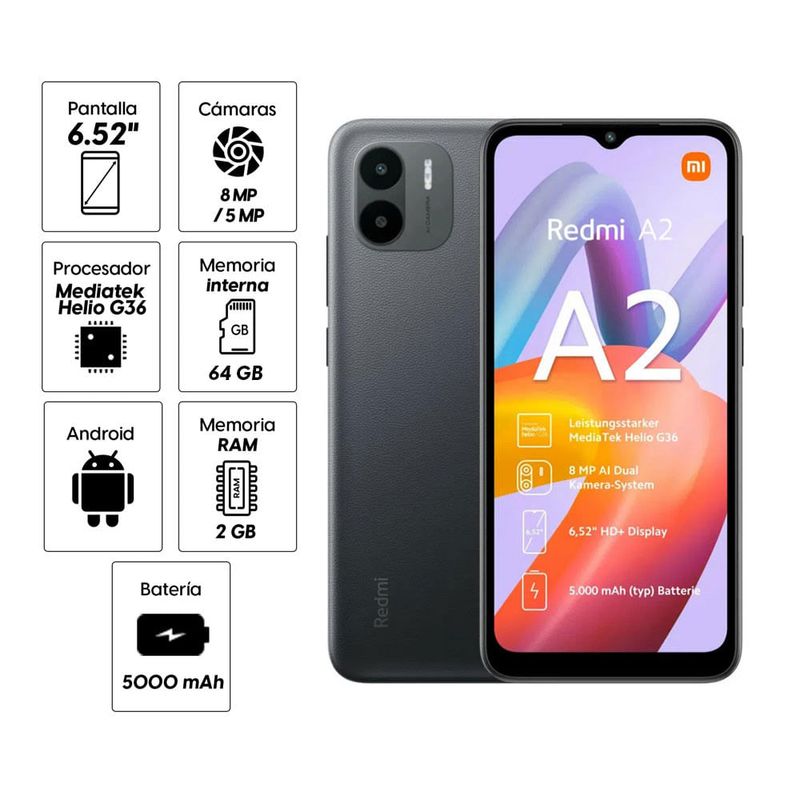 Celular Xiaomi Redmi A2 Dual Sim, 64gb/2gb Ram, 6.52'', 8mpx