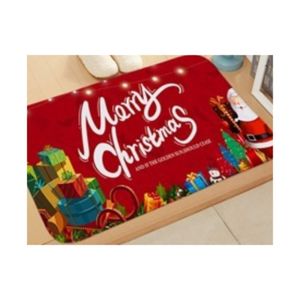 Tapetes Navideños Antideslizantes 60cm x 40cm Rojo Diseño Santa con Regalos