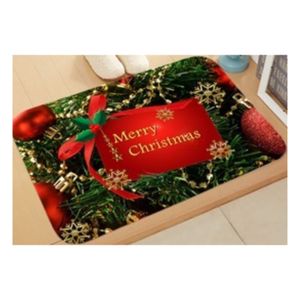 Tapetes Navideños Antideslizantes 60cm x 40cm Verde Diseño Merry Christmas