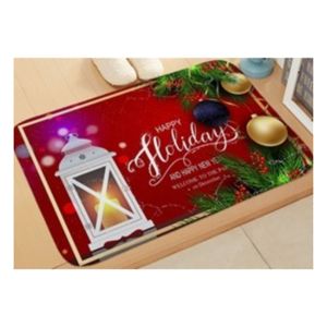 Tapetes Navideños Antideslizantes 60cm x 40cm Rojo Diseño Farol Navideño